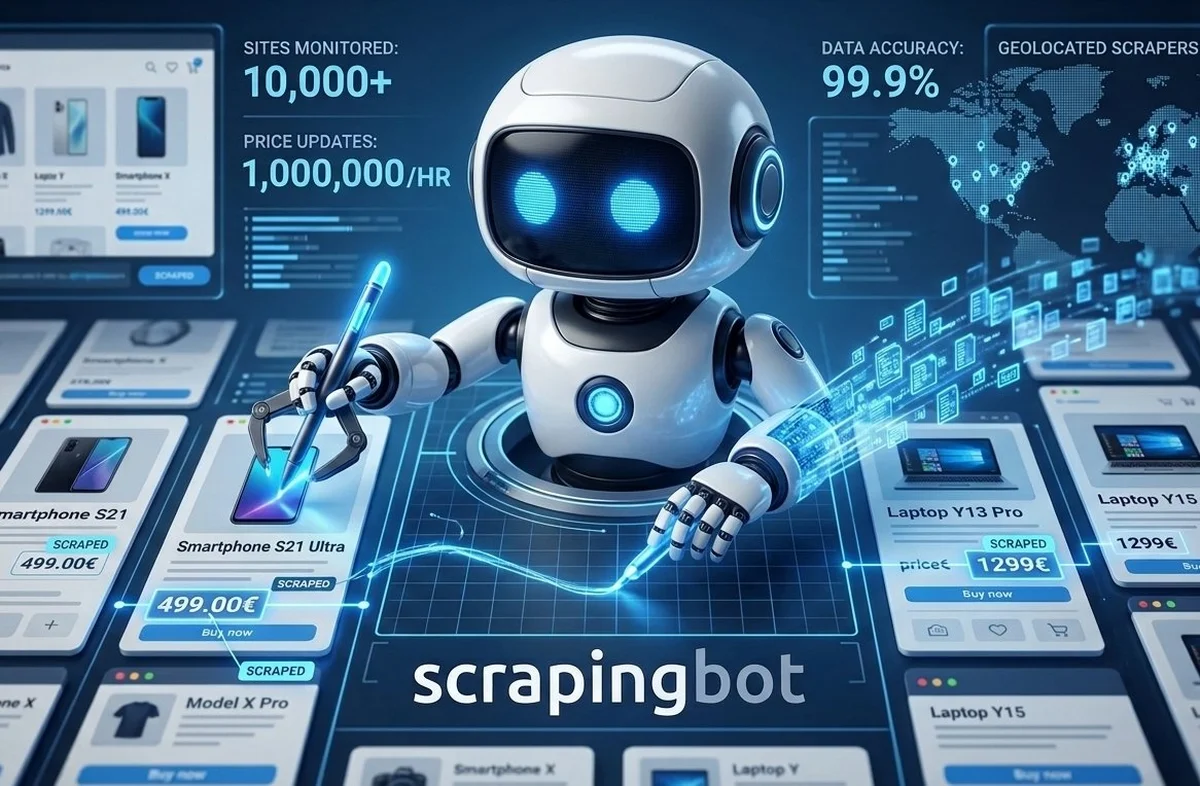Ecommerce price scraping API — Scraping-bot.io monitoring 10,000+ sites with 1,000,000 price updates per hour