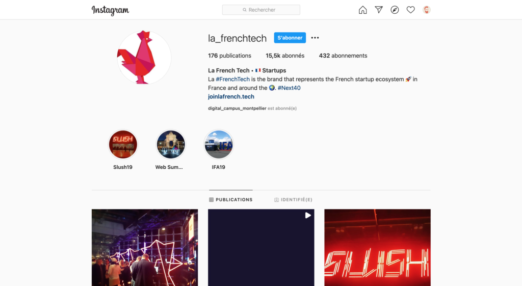 Screenshot of the French Tech Instagram Profile